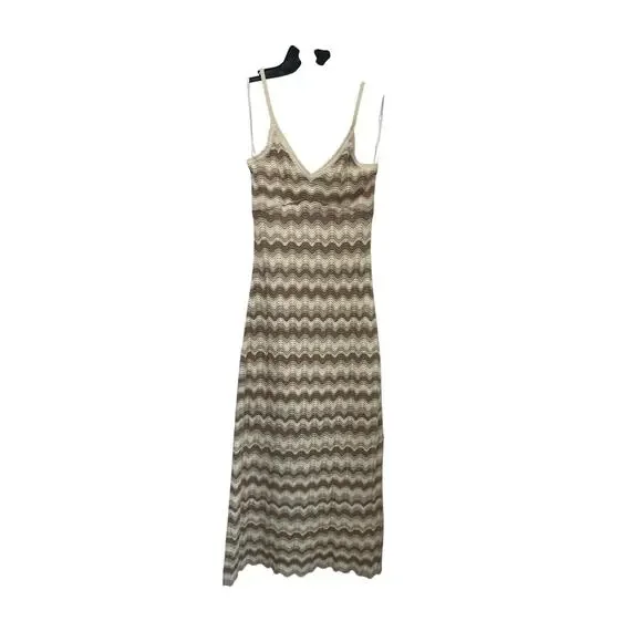 Hollister Crochet Knit Neutral Chevron Boho Festival Midi Dress Size XS - Picture 2 of 11